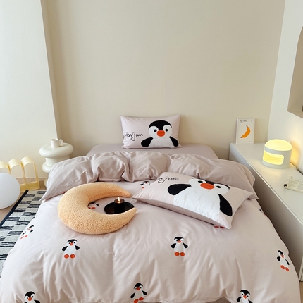 美乐迪家纺 2024ins韩风全棉四件套 小企鹅