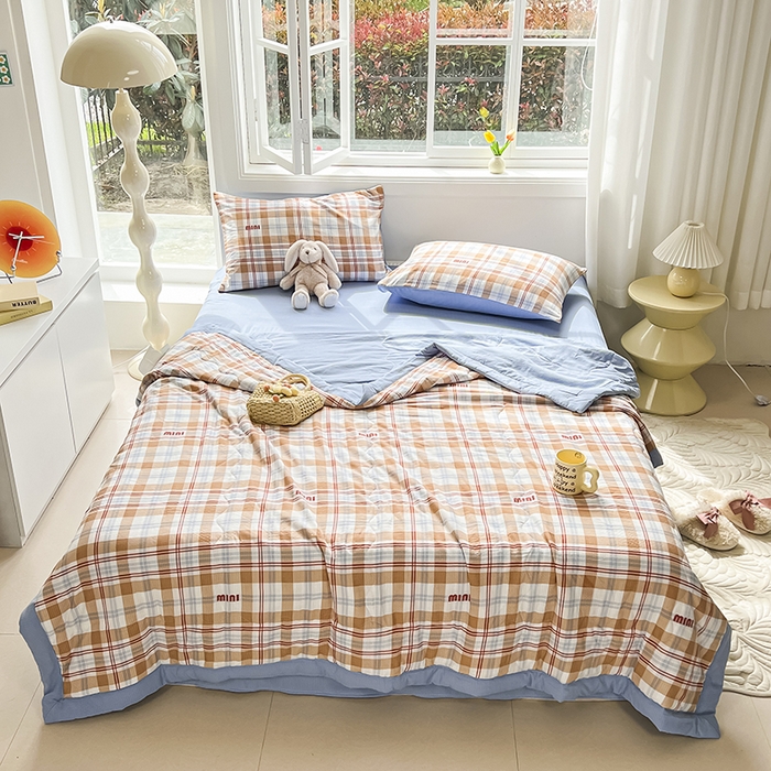 91家纺网 家纺一手货源 找家纺 安哆啦家纺 2024新款A类泡泡棉印花夏被四件套 mini