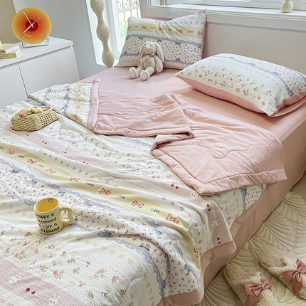 91家纺网 家纺一手货源 找家纺 （总）安哆啦家纺 2024新款A类泡泡棉印花夏被四件套