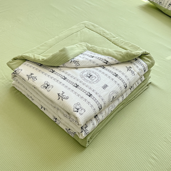 91家纺网 家纺一手货源 找家纺 安哆啦家纺 2024新款A类泡泡棉印花夏被四件套 菲尔