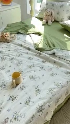 91家纺网 家纺一手货源 找家纺 安哆啦家纺 2024新款A类泡泡棉印花夏被四件套 花影