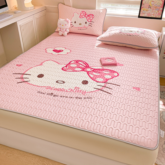 91家纺网 家纺一手货源 找家纺 金爱家 2024款三丽鸥乳胶凉席床笠款 粉梦kt