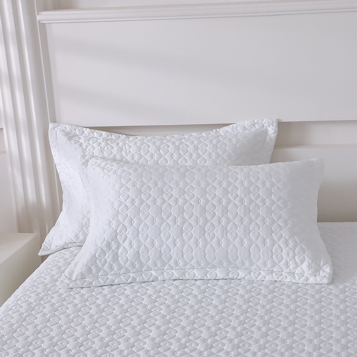 91家纺网 家纺一手货源 找家纺 佳梦家纺 2024新款花边天丝床盖三件套 冰雪绸天丝-纯白色