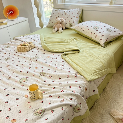 91家纺网 家纺一手货源 找家纺 （总）安哆啦家纺 2024新款A类泡泡棉印花夏被四件套