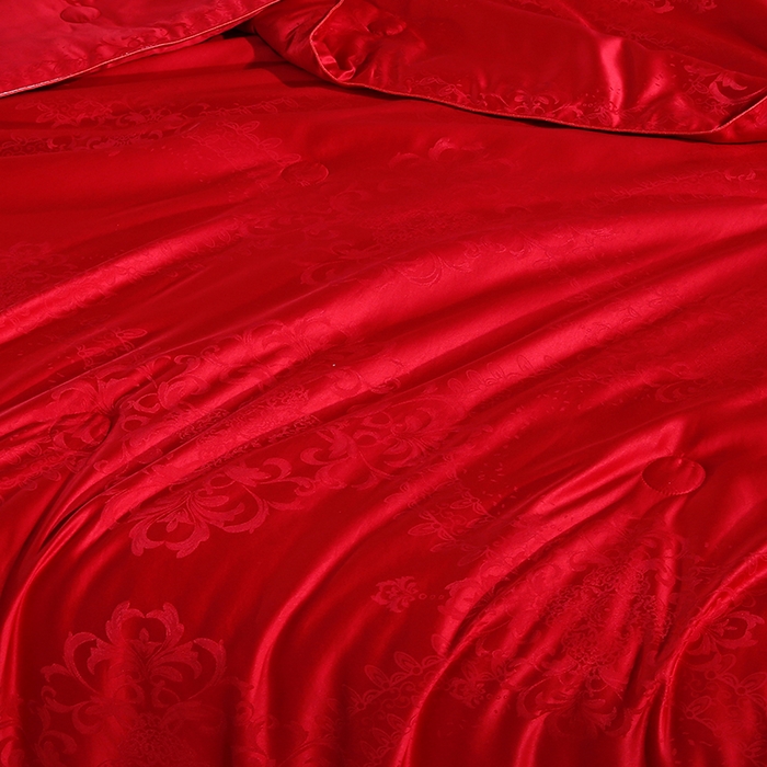 91家纺网 家纺一手货源 找家纺 恒鑫家纺 2025新款提花蚕丝夏凉被被子被芯 中国红