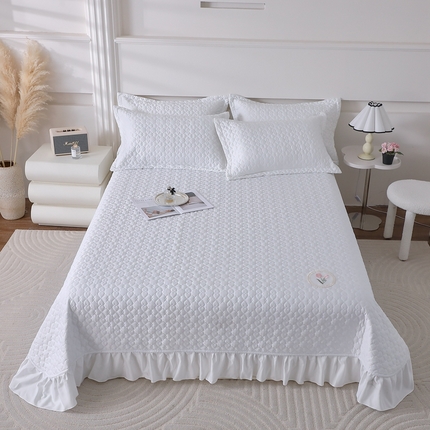 91家纺网 家纺一手货源 找家纺 （总）佳梦家纺 2024新款花边天丝床盖三件套