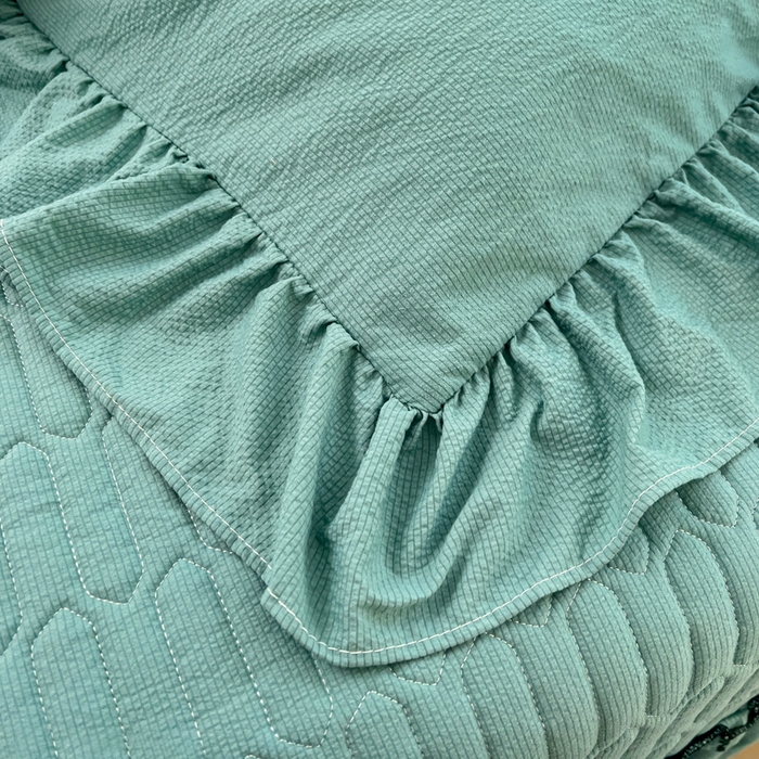 91家纺网 家纺一手货源 找家纺 言熙居家纺 2024新款亲肤床盖四件套-浪漫之约 浪漫之约宝石蓝