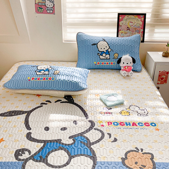 91家纺网 家纺一手货源 找家纺 金爱家 2024款三丽鸥乳胶凉席床笠款 星星帕哈狗