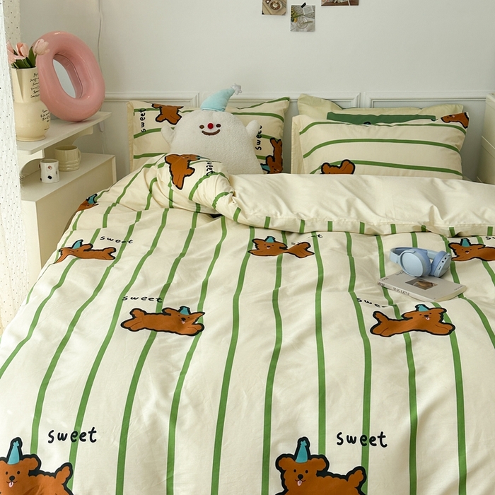 91家纺网 家纺一手货源 找家纺 昔可家纺 2024开春新款全棉印花卡通四件套 圣诞狗狗