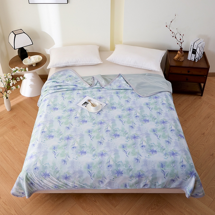 91家纺网 家纺一手货源 找家纺 吾诺家居 2024新款冰嘟嘟微重力硅胶夏被 紫色情缘