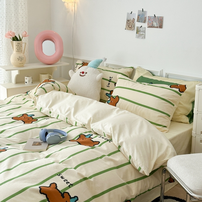 91家纺网 家纺一手货源 找家纺 昔可家纺 2024开春新款全棉印花卡通四件套 圣诞狗狗