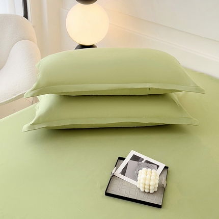 楠沐家纺 2025年新款芦荟棉柔软亲肤纯色枕套 果绿