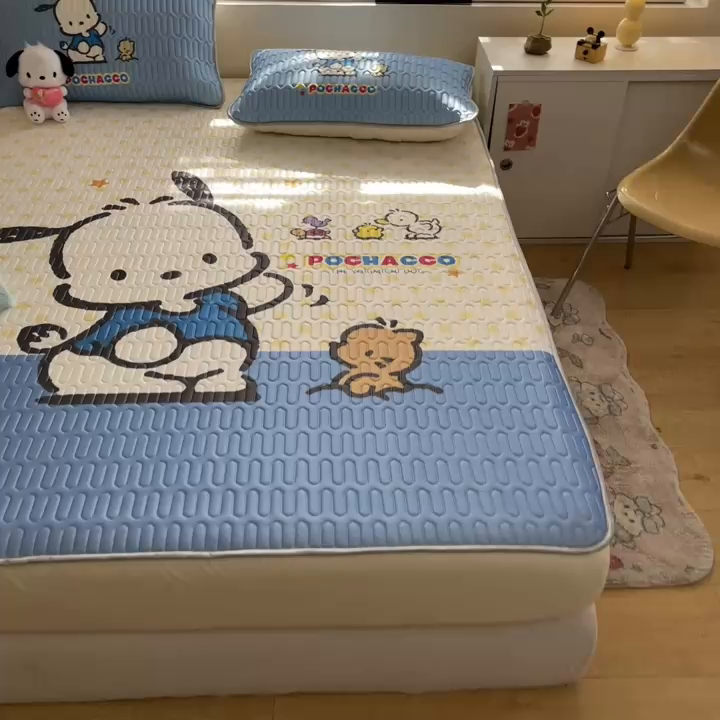 91家纺网 家纺一手货源 找家纺 金爱家 2024款三丽鸥乳胶凉席床笠款 星星帕哈狗