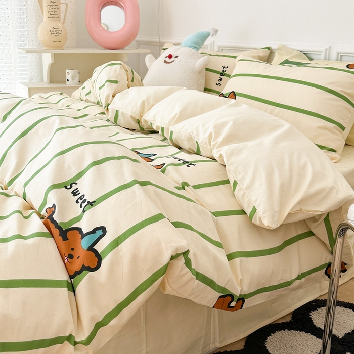 91家纺网 家纺一手货源 找家纺 昔可家纺 2024开春新款全棉印花卡通四件套 圣诞狗狗