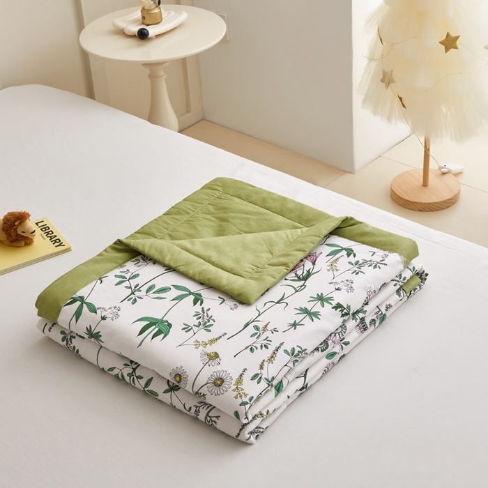 91家纺网 家纺一手货源 找家纺 怡家居 2024新款全棉印花手包边夏被四件套 细语