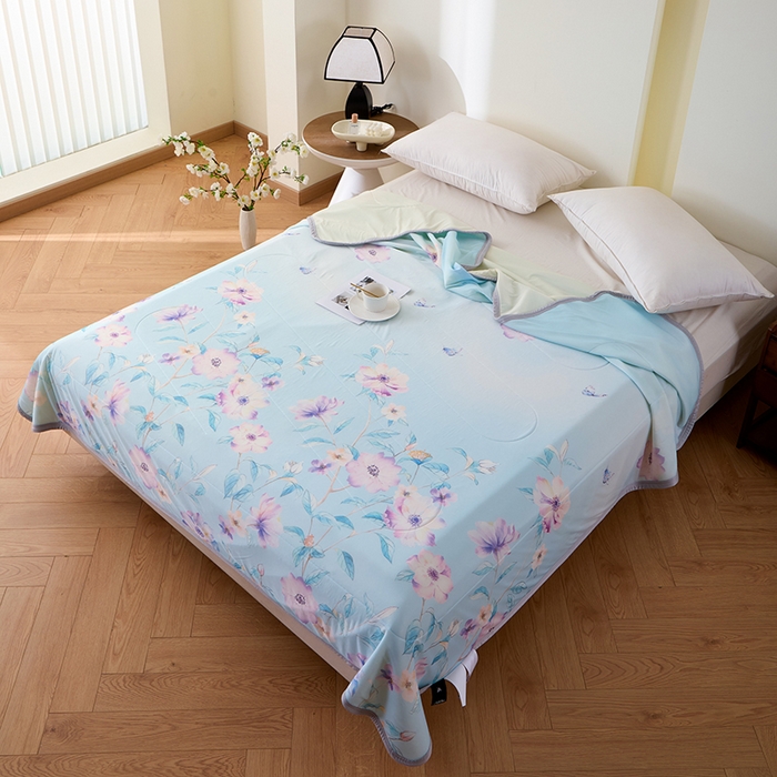 91家纺网 家纺一手货源 找家纺 吾诺家居 2024新款冰嘟嘟微重力硅胶夏被 绚丽花园