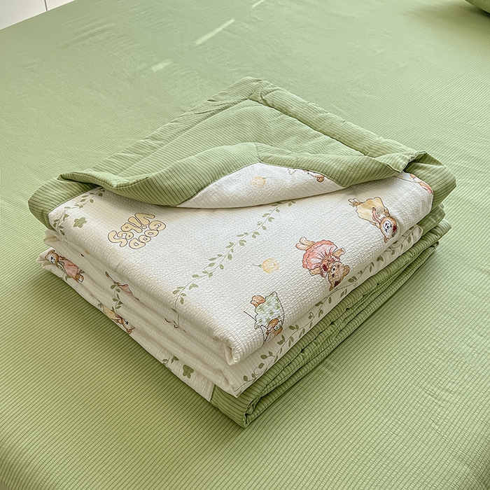 91家纺网 家纺一手货源 找家纺 安哆啦家纺 2024新款A类泡泡棉印花夏被四件套 束漫