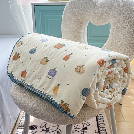 91家纺网 家纺一手货源 找家纺 （总）梦依依 2025新款全棉双层纱贝壳边夏被四件套