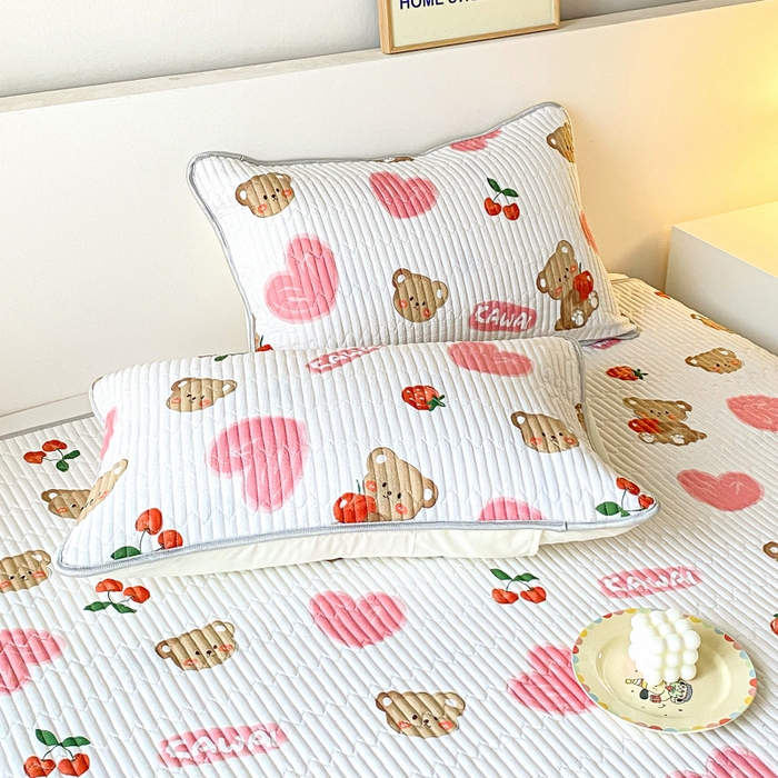 91家纺网 家纺一手货源 找家纺 缦卡琳 2024新款有氧泡泡棉床盖系列 甜心粉