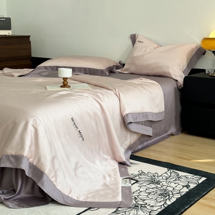 91家纺网 家纺一手货源 找家纺 CINNY馨宜 2025新款A类55%大豆纤维 双拼色夏被（炫彩） 丁香紫