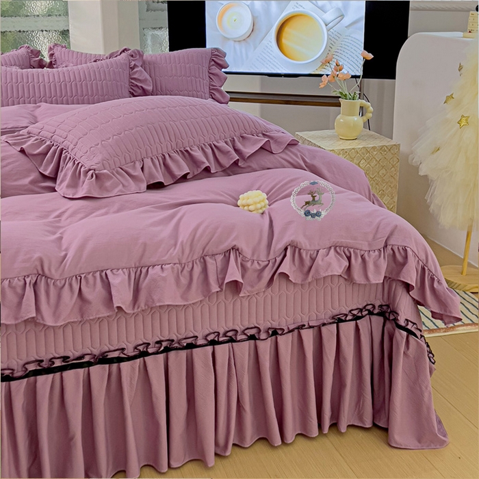 91家纺网 家纺一手货源 找家纺 言熙居家纺 2024新款亲肤床盖四件套-浪漫之约 浪漫之约紫