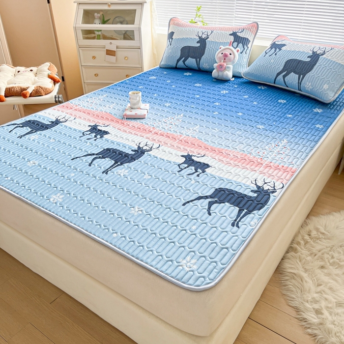 91家纺网 家纺一手货源 找家纺 东宇床垫 2025新款A类凉感丝乳胶成人凉席 一路相伴