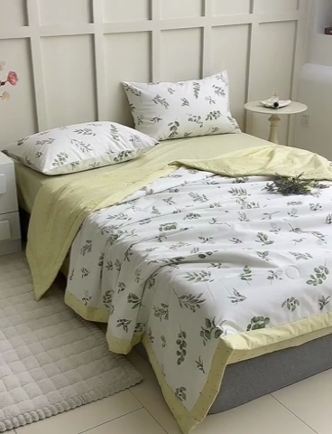 91家纺网 家纺一手货源 找家纺 怡家居 2024新款全棉印花手包边夏被四件套 忆江南