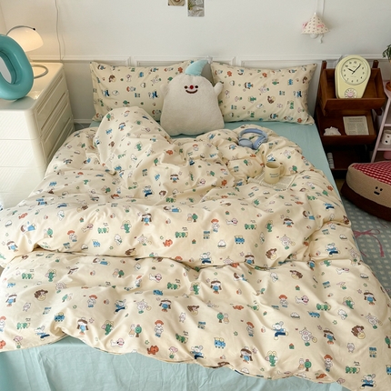 91家纺网 家纺一手货源 找家纺 昔可家纺 2024开春新款全棉印花卡通四件套 潮趣小卡通