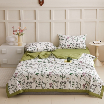 怡家居 2024新款全棉印花手包边夏被四件套 细语