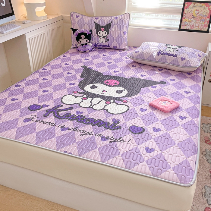 91家纺网 家纺一手货源 找家纺 金爱家 2024款三丽鸥乳胶凉席床笠款 桃心库洛米