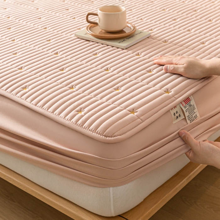 91家纺网 家纺一手货源 找家纺 鑫钰 新款刺绣防水床笠床垫保护罩床罩-星愿 星愿-安娜粉