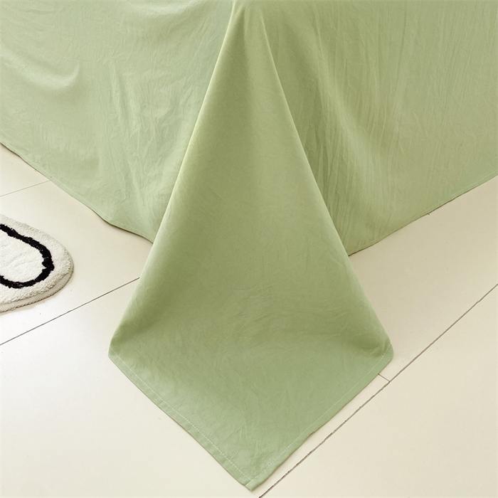 91家纺网 家纺一手货源 找家纺 盛秋家纺 2025新款亲肤格子水洗棉四件套 抹茶+果绿