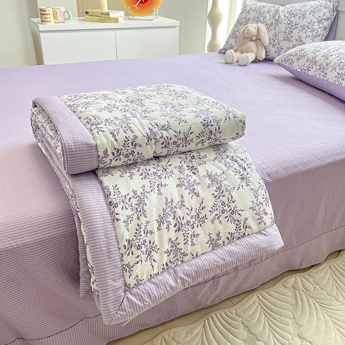 91家纺网 家纺一手货源 找家纺 （总）安哆啦家纺 2024新款A类泡泡棉印花夏被四件套