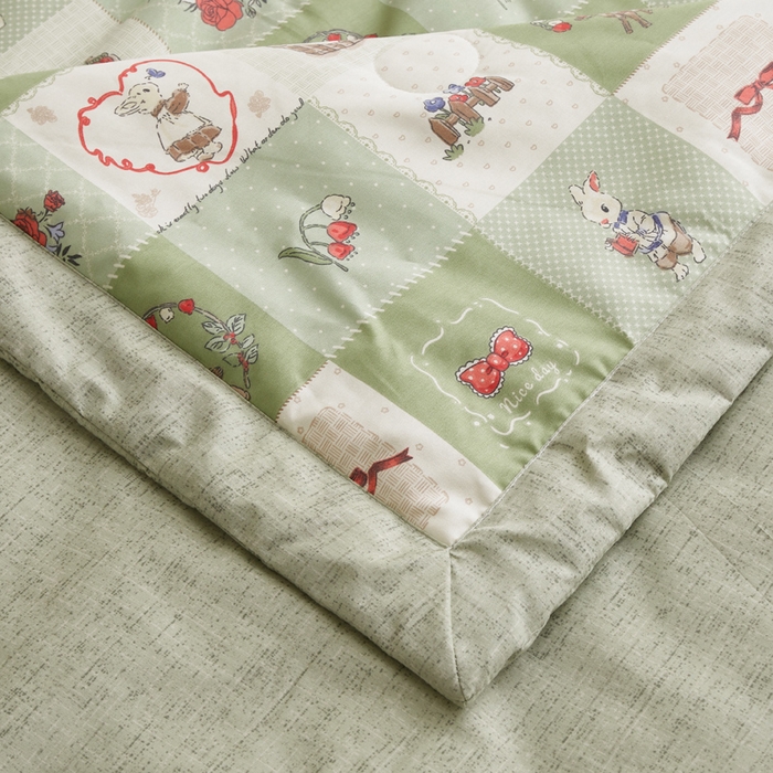 91家纺网 家纺一手货源 找家纺 怡家居 2024新款全棉印花手包边夏被四件套 安格兔