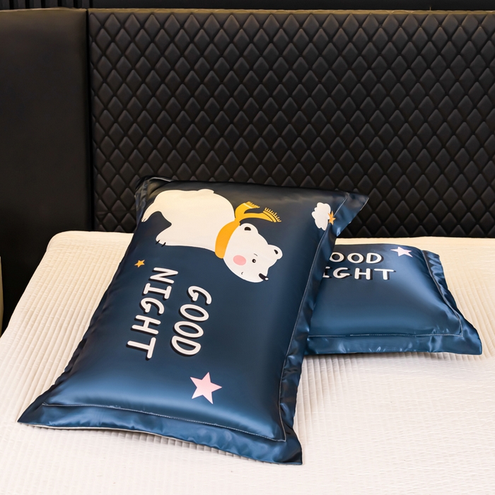 91家纺网 家纺一手货源 找家纺 梦舒羽 2025新款可水洗冰丝枕套宿舍单人凉爽枕头套 白白熊