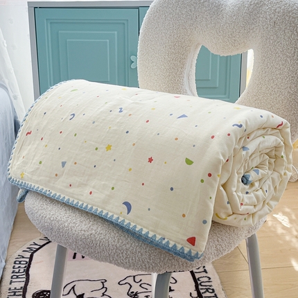 91家纺网 家纺一手货源 找家纺 （总）梦依依 2025新款全棉双层纱贝壳边夏被四件套