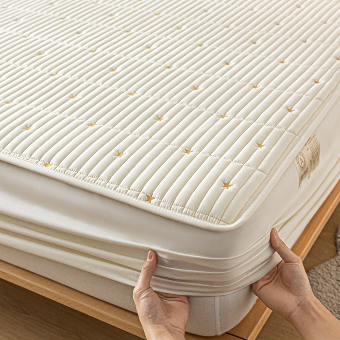 91家纺网 家纺一手货源 找家纺 鑫钰 新款刺绣防水床笠床垫保护罩床罩-星愿 星愿-雅白