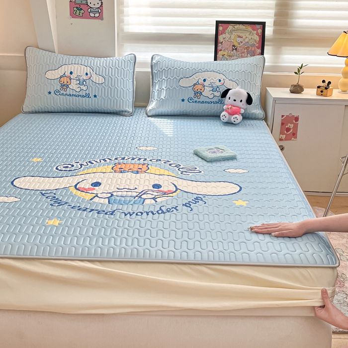 91家纺网 家纺一手货源 找家纺 金爱家 2024款三丽鸥乳胶凉席床笠款 气水玉桂狗