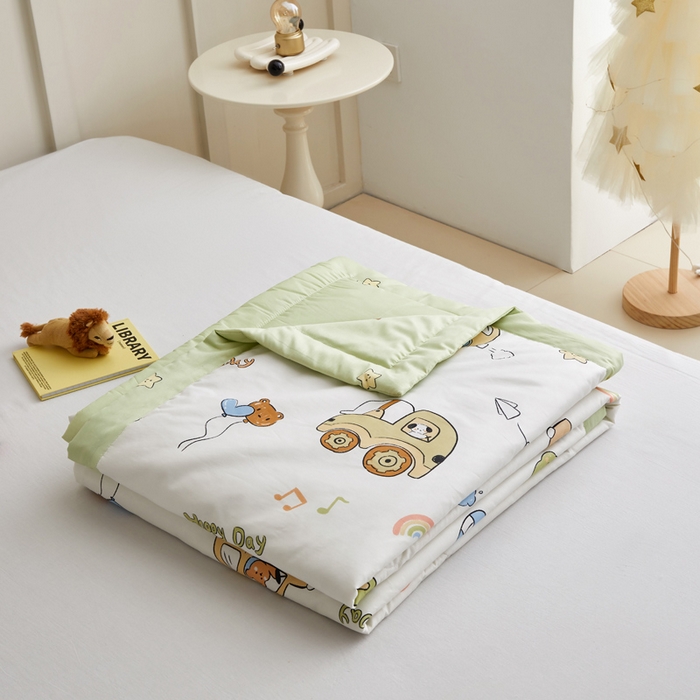 91家纺网 家纺一手货源 找家纺 怡家居 2024新款全棉印花手包边夏被四件套 快乐滴滴