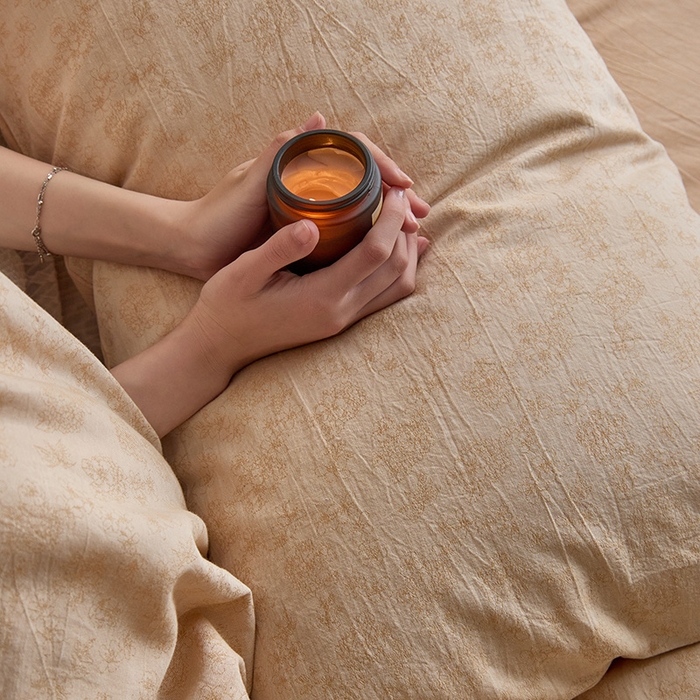 91家纺网 家纺一手货源 找家纺 原研家居 2024新款水洗棉提花系列四件套 繁花-黄