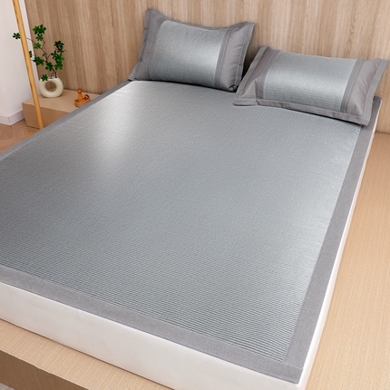 91家纺网 家纺一手货源 找家纺 席之家 2025新款600D提花冰丝席 灰色