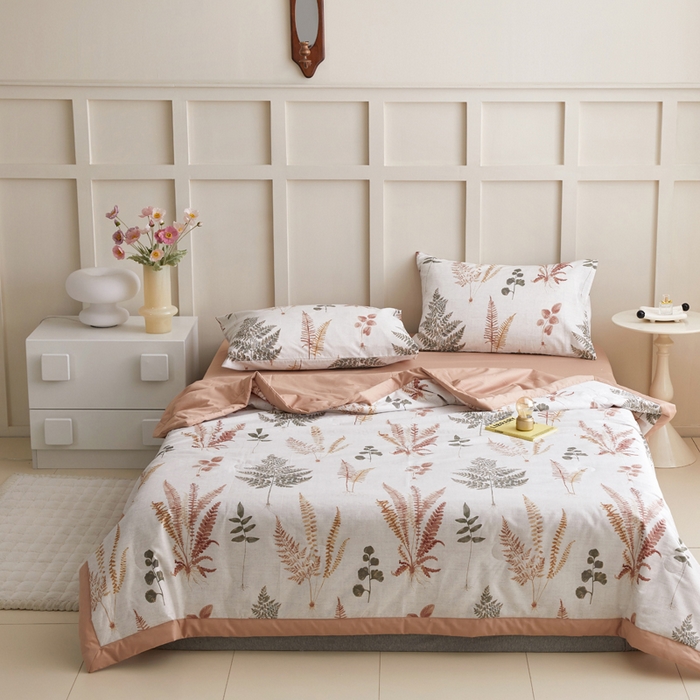 91家纺网 家纺一手货源 找家纺 怡家居 2024新款全棉印花手包边夏被四件套 羽兮