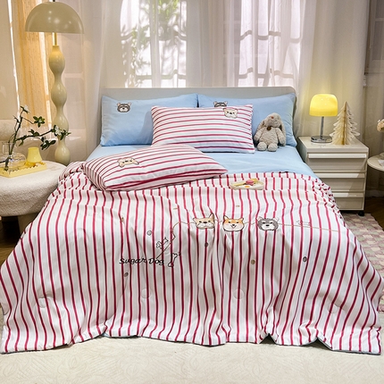 91家纺网 家纺一手货源 找家纺 经年 2025新款水洗真丝夏被好伙伴系列 好伙伴-玫蓝夏被