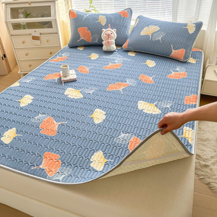 91家纺网 家纺一手货源 找家纺 东宇床垫 2025新款A类凉感丝乳胶成人凉席 三生有杏