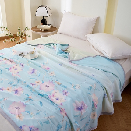 91家纺网 家纺一手货源 找家纺 吾诺家居 2024新款冰嘟嘟微重力硅胶夏被 绚丽花园