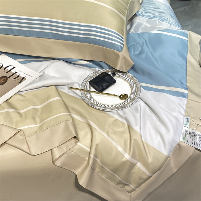 91家纺网 家纺一手货源 找家纺 佳品居 2024新款莱塞尔天丝印花夏被四件套 简约生活