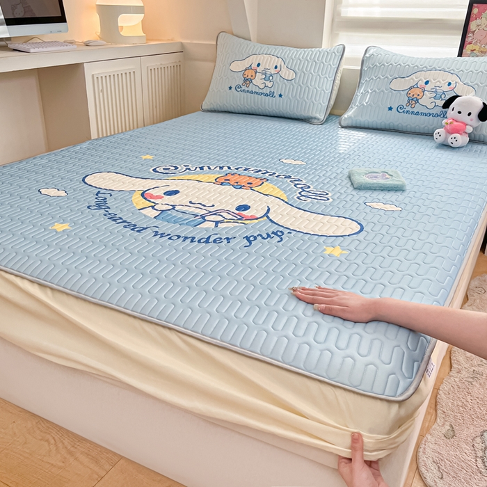 91家纺网 家纺一手货源 找家纺 金爱家 2024款三丽鸥乳胶凉席床笠款 气水玉桂狗