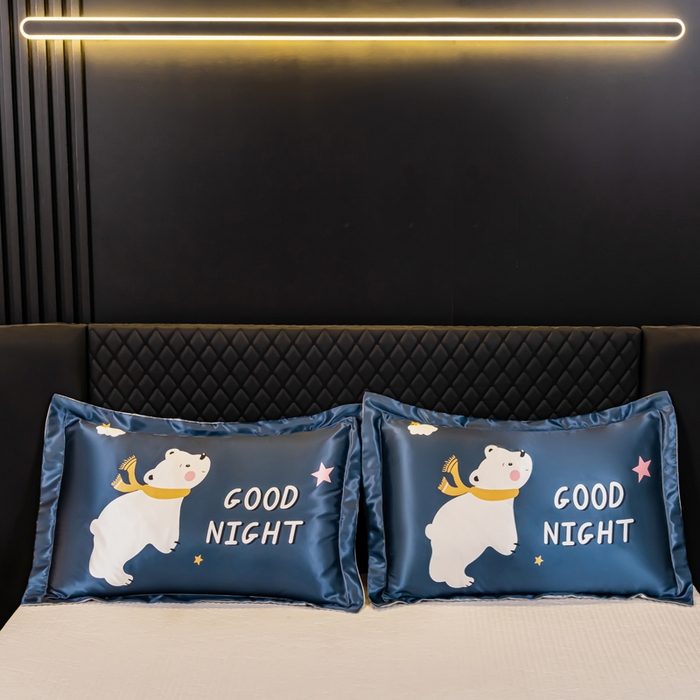 91家纺网 家纺一手货源 找家纺 梦舒羽 2025新款可水洗冰丝枕套宿舍单人凉爽枕头套 白白熊