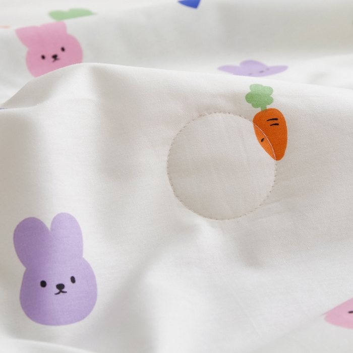 91家纺网 家纺一手货源 找家纺 怡家居 2024新款全棉印花手包边夏被四件套 七彩小兔