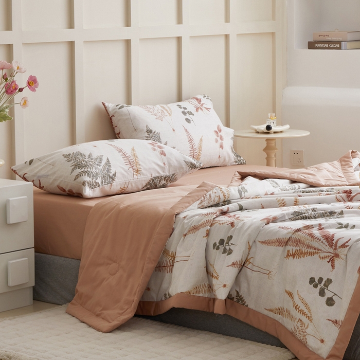 91家纺网 家纺一手货源 找家纺 怡家居 2024新款全棉印花手包边夏被四件套 羽兮